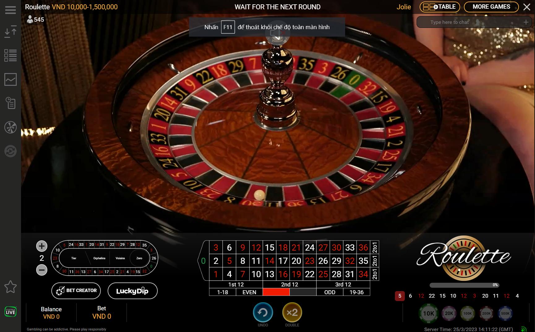 Sảnh chơi Roulette W88 thiết kế với giao diện độc đáo